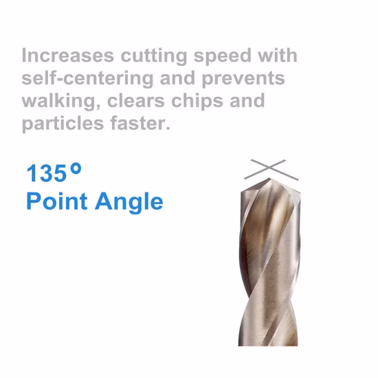 Punte elicoidali DIN338 HSS M35 Co5% per acciaio inossidabile con finitura ambrata, acciaio ad alta velocità completamente rettificato